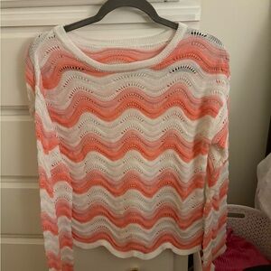 SHEIN Pink and White Long Sleeve Top